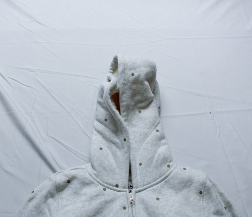 Osh Kosh B'Gosh Girl's Polka Dot Sherpa Lined Hooded Jacket DM9 Gray Size 10 - Picture 3 of 4
