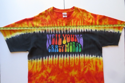 2003 NEIL YOUNG CRAZY HORSE Greendale Orange Yellow Tie Dye T