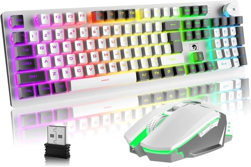Teclado y ratón inalámbrico para juegos RGB teclado para juegos ratones para portátil PC juego - Imagen 22 de 36