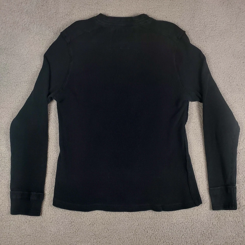 Camisa American Living Para Hombre XXL Negra Térmica Henley L/S Parche Bordado Foto 2 de 4