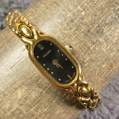 Pulsar Women V220-X025 Fashion Gold Tone Oval Quartz Analog 12mm Watch 6 1/4''