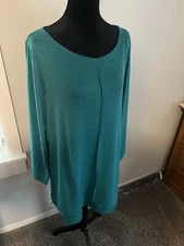 Denim & Co. Active Brushed Heavenly Jersey Boatneck Tunic -A384020 Jade 1X NEW