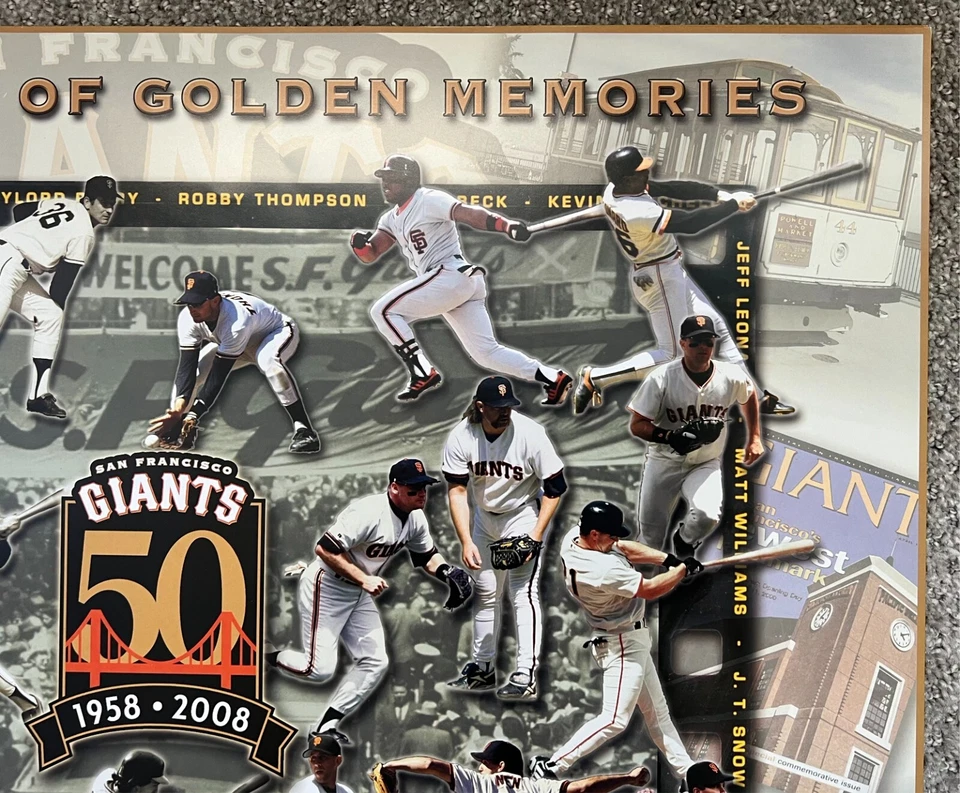 San Francisco SF Giants 50 Fifty Years Golden Memories Poster 1958-2008 Chevron - Image 4 of 4