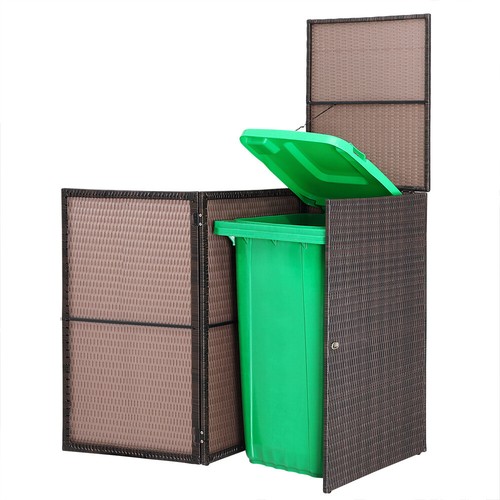 CASARIA® Mülltonnenbox Mülltonnenverkleidung Müllbox 240L Polyrattan Klappdeckel - Bild 2 von 11