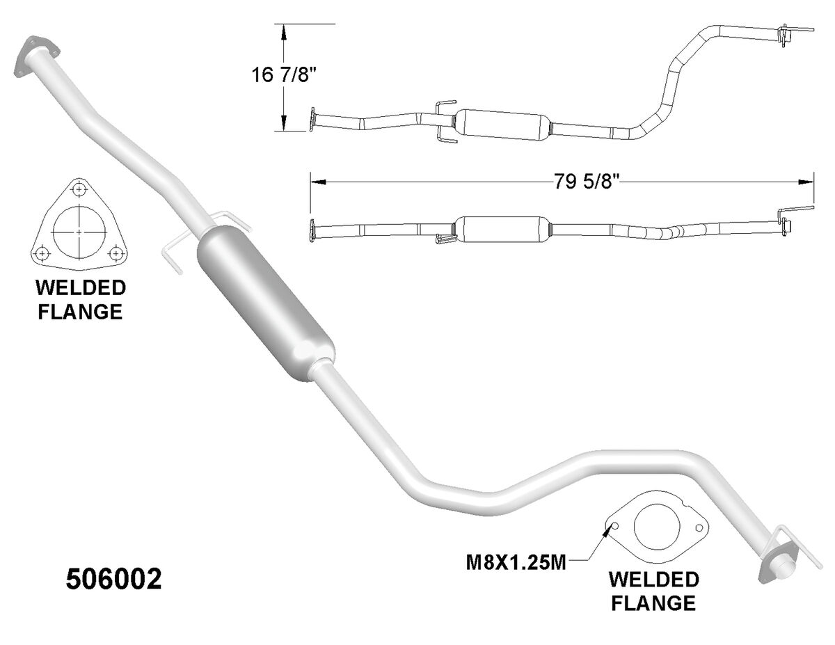 Exhaust and Tail Pipes for 1992-1995 Honda Civic 1.6L L4 GAS Exhaust and Tail Pipes for 1992-1995 Honda Civic 1.6L L4 GAS