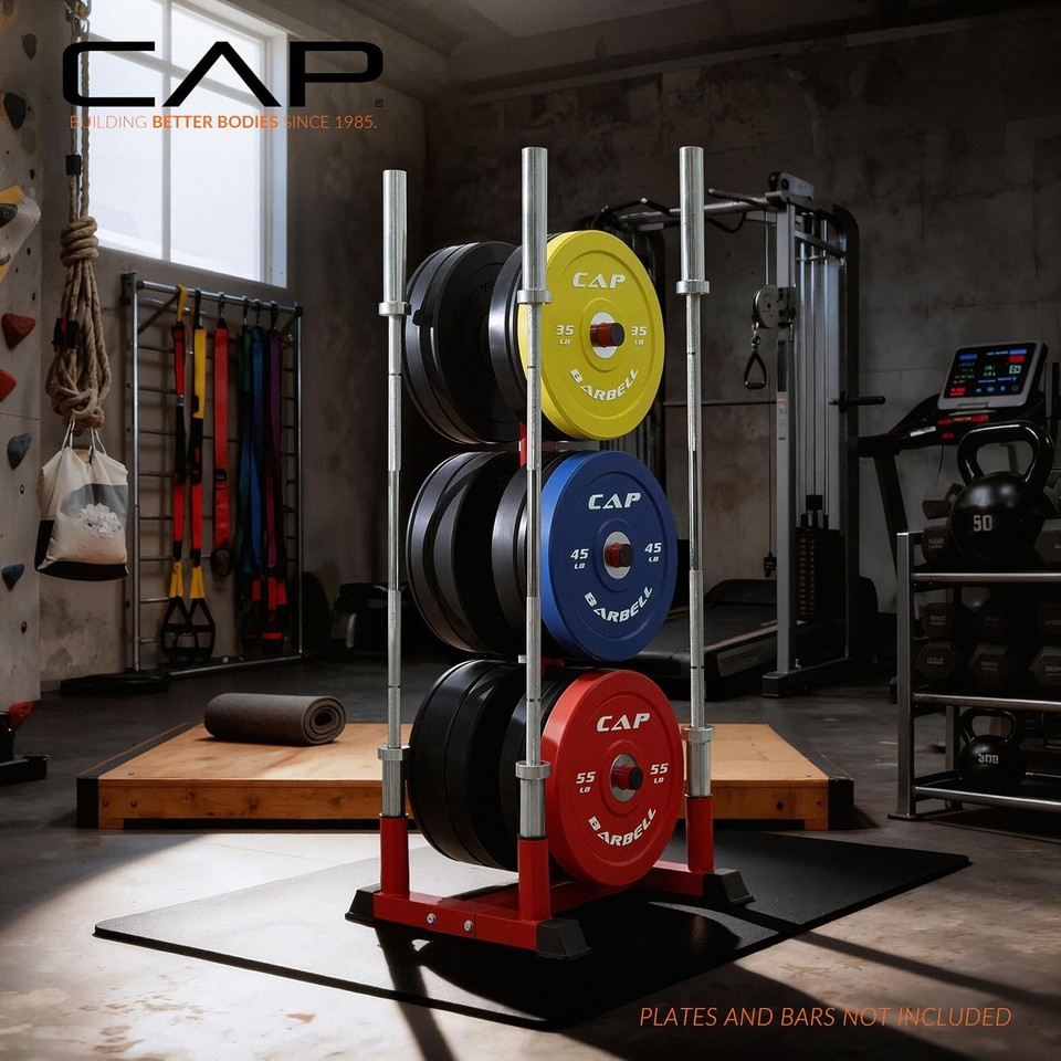 Shop Plate Rack CAP Olympic Bumper Plate Tree Rack with Barbell Holders, Heavy-Duty ...