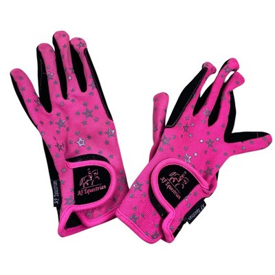 AF EQUESTRIAN Kinder Reithandschuhe L Mädchen Kids Kind rosa Sterne