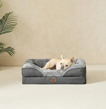 Dog Bed Medium Washable, with Sides, Pet Couch Non-Slip 76x51x16cm, Dark Grey