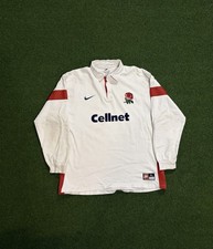 Vintage 90s White/Red Nike England Rugby Style Long Sleeve Soccer Jersey - XL