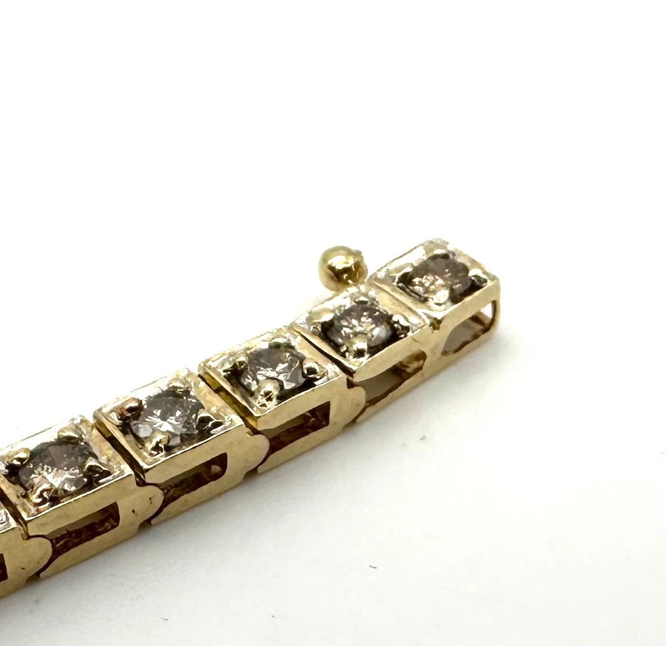 Brazalete tenis oro amarillo 14K 2,86ctw corte redondo diamantes champán 7" Foto 2 de 4