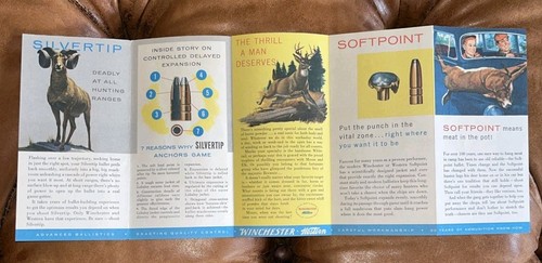 Vintage WINCHESTER WESTERN Big Game Loads Fold Out Advertising Brochure - Picture 9 of 16