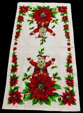 NWOT 40s 50s Linen Tea Towel Wall Art SANTA BABY
