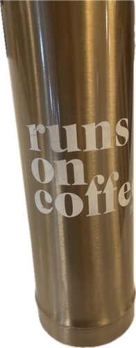Victoria’s Secret PINK Runs on Coffee Insulated Travel Mug 15 oz Gold