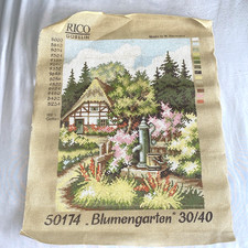 RICO Gobelin 50174 Needlework Canvas Blumengarten W. Germany 100 cotton 30/40