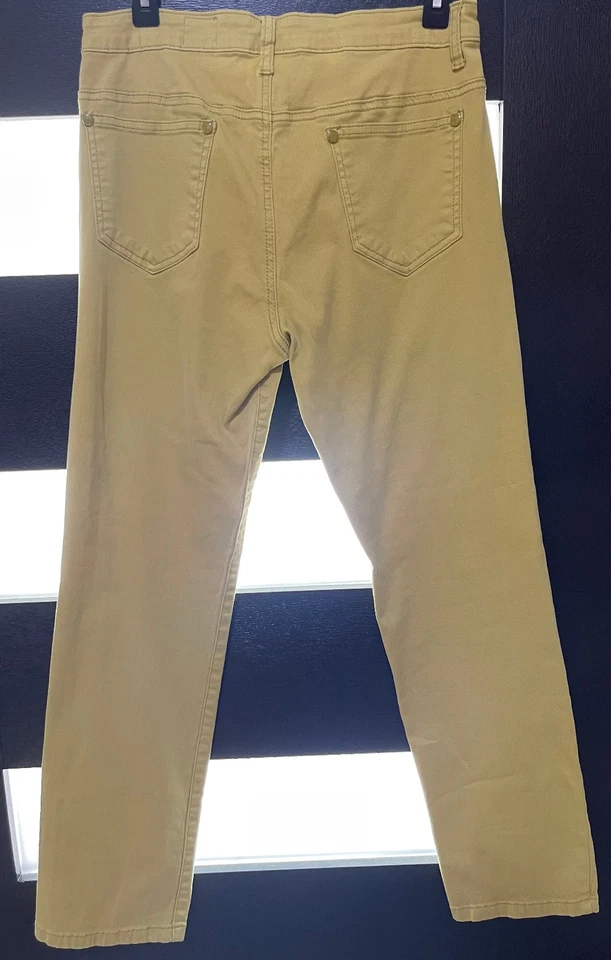 V Cristina女式绿色/黄色直筒弹力牛仔裤12码中腰 — 第 2/4 张图片