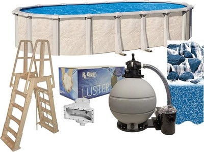 Lake Effect 18' x 33' x 52'' Fallston Oval Above Ground Swimming Pool Package
