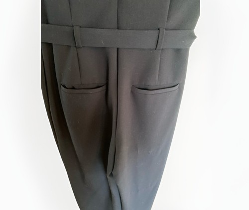 Banana Republic Belted Wide Leg Jumpsuit Womens Size 4 Navy Blue Career Preppy - Picture 11 of 23