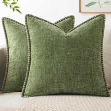 Pack of 2 Couch Throw Pillow Covers 18X18 Inch Sage Green Farmhouse Decorative P