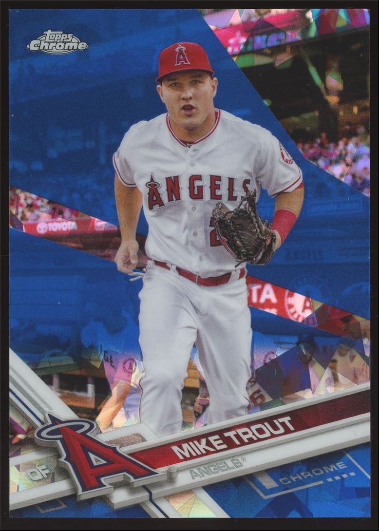 Mike Trout /250 #20 2017 Topps Chrome Sapphire Los Angeles Angels Baseball Card