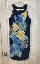 EUC Jessica Howard Navy Floral Sleeveless Sheath Dress Knee Length 14