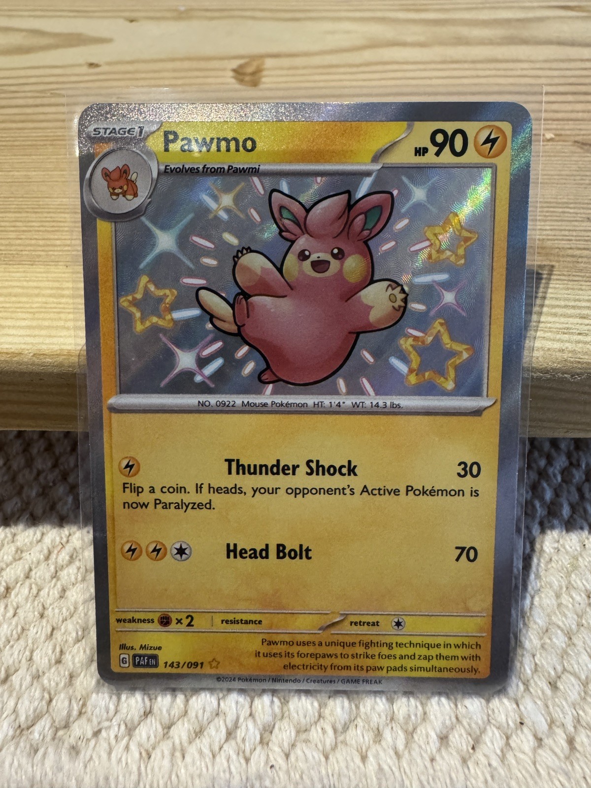 Pokemon TCG Pawmo 143/091 Paldean Fates Baby Shiny NM
