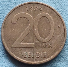 1996  Coin Belgium 20 francs.  Монета Бельгия 20 франков