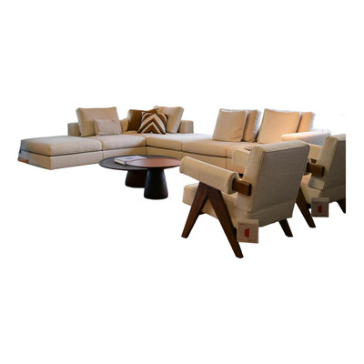 Walter Knoll Ecksofa Living Landscape 755 Bezug Curly Ivory 02CU Beige 
