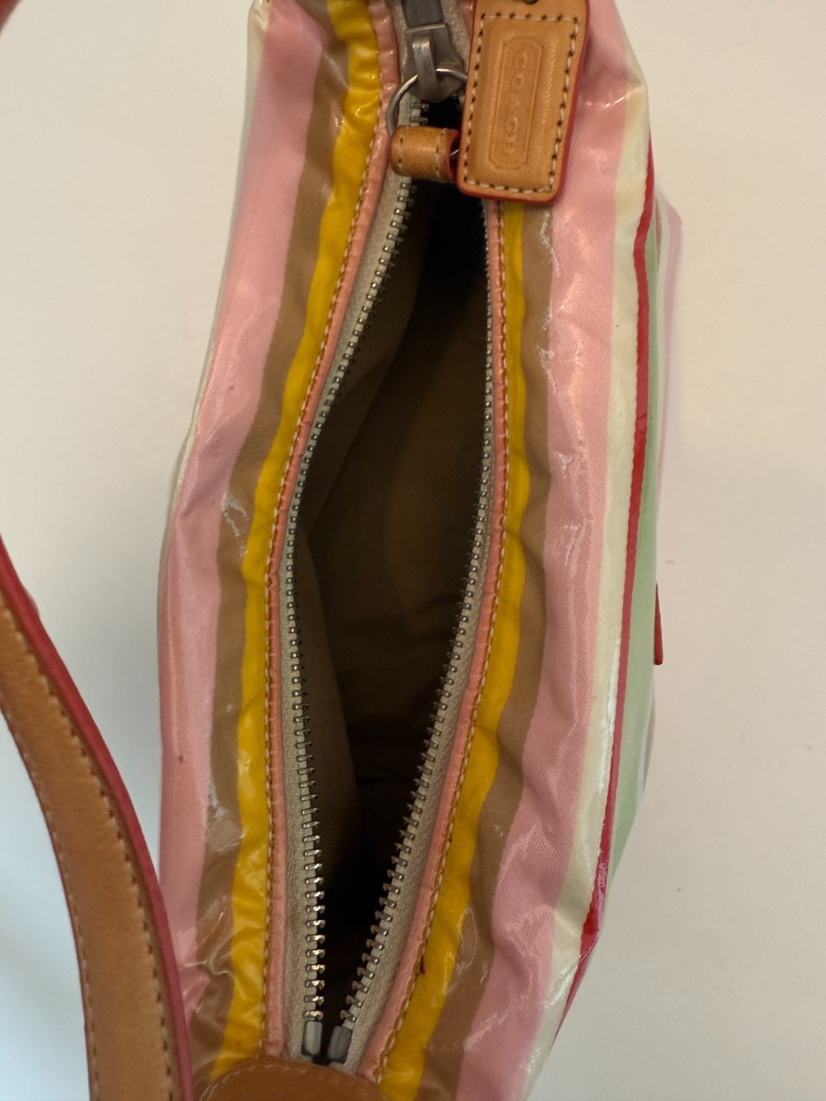 Coach Hampton Multicolor Striped Pattern Leather … - image 16