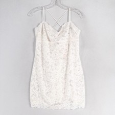Victoria's Secret Lace Mini Dress Ivory Cami Cross Back Lingerie Large