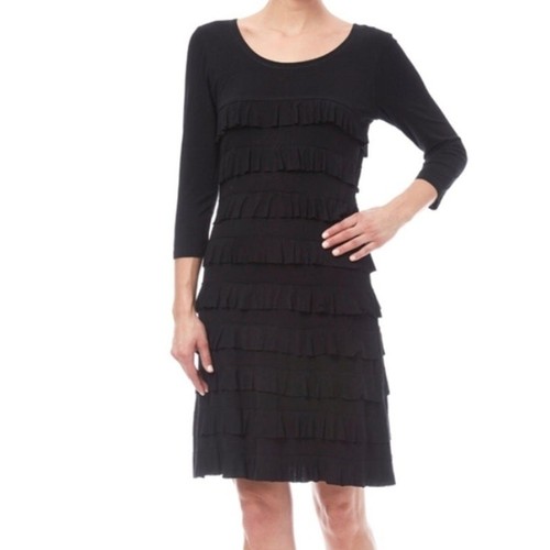Tango Mango Jersey Knit Ruffled Dress Size S Black Day to Night NWT