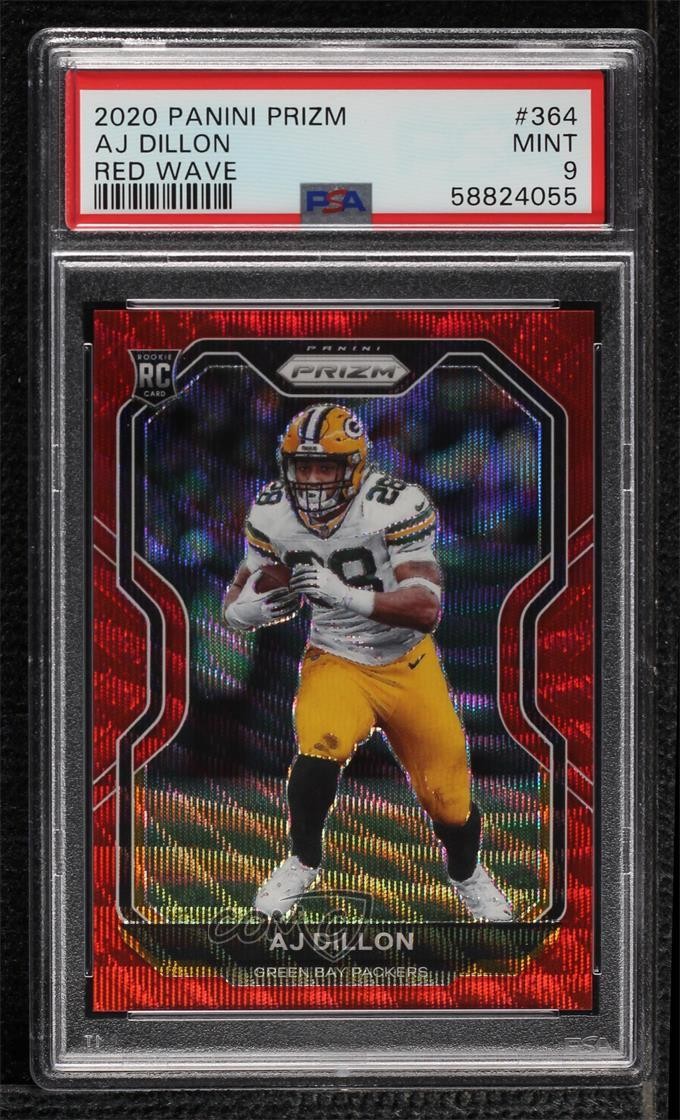 2020 Panini Prizm Rookie Red Wave Prizm 16/149 AJ Dillon #364 PSA 9 MINT 05nu