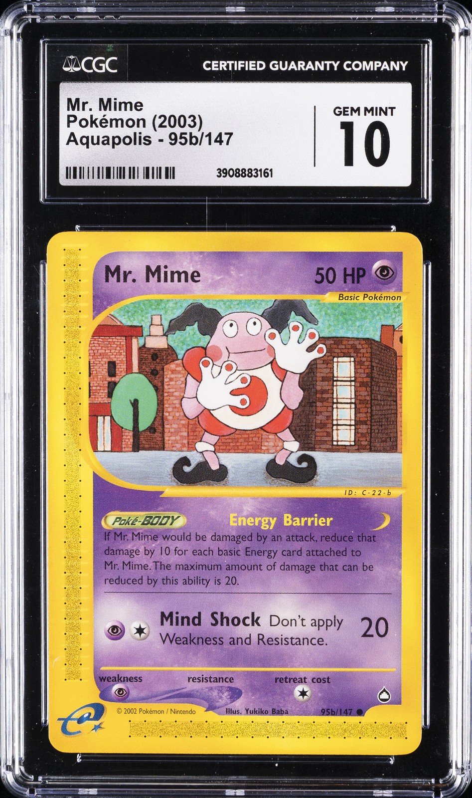 2003 POKEMON AQUAPOLIS #95B/147 MR. MIME CGC 10 GEM MINT