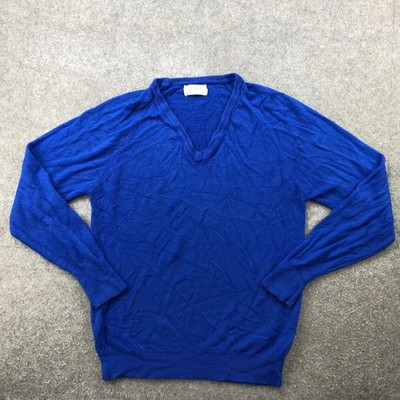 Vintage Christian Dior Sweater Mens Large Blue V Neck Orlon