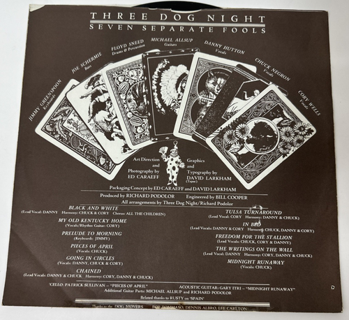 Three Dog Night "Seven Separate Fools" Vinyl Album 33 1/3 RPM Stereo DSD-50118 - Picture 4 of 9