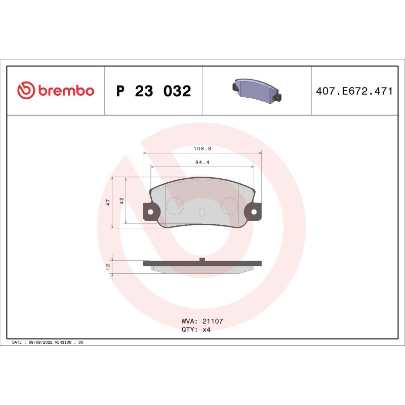 Brembo Juego De Pastillas P 23 032 - Imagen 2