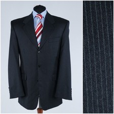 Mens Striped Blazer 42L UK Size BOGART Dark Grey Wool Sport Coat Jacket