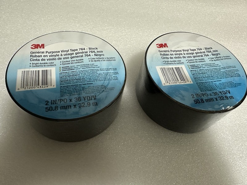 3M General Purpose Vinyl Tape 764 Black, 2 in x 36 yd 5.0 mil Pack Of 2