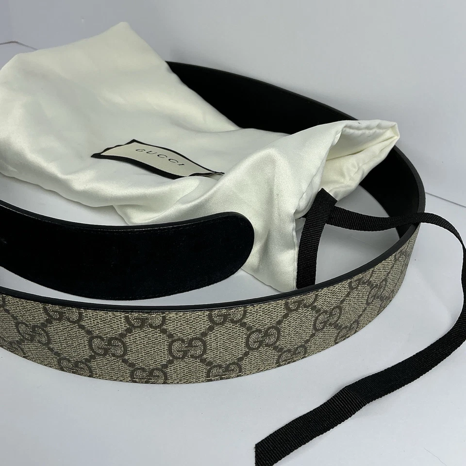 正品古驰 Supreme Dionysus 女式帆布腰带,双虎头,90 厘米 — 第 3/4 张图片