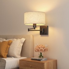 Wall Sconce, Adjustable Dimmable Plug-in/Hardwired Swing Arm Wall Sconce W/ Bulb