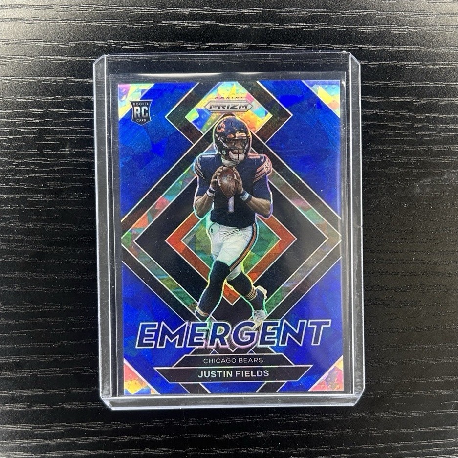 2021 Justin Fields Prizm Emergent Blue Ice Rookie /99 Bears Jets