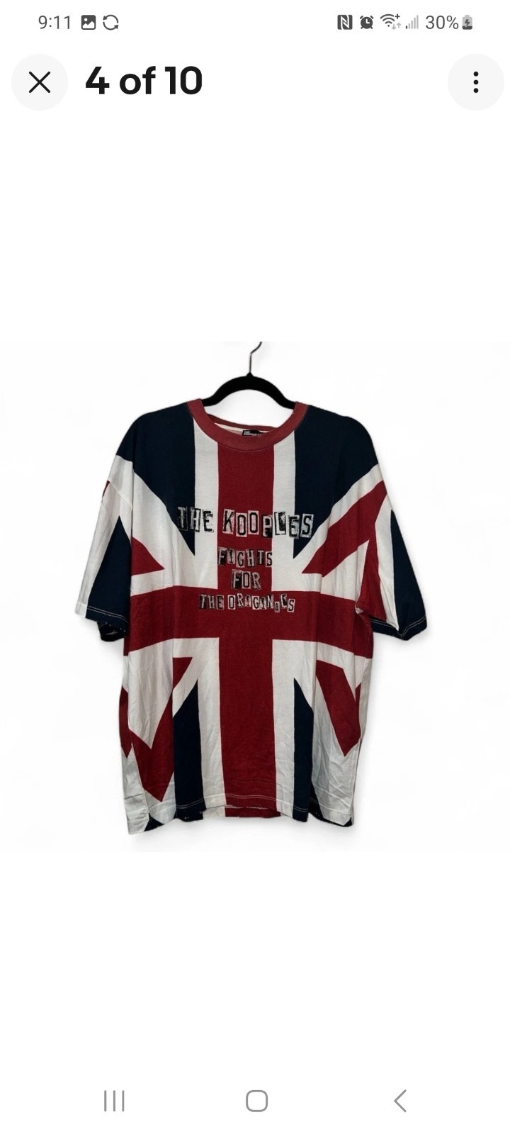 The Kooples Oversized UK Flag Tee distressed Size Large NWT Sold Out online $165 image 4