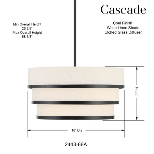 Minka Lavery 2443 Cascade 3 Light 18"W Pendant - Coal - Picture 9 of 10