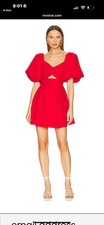 Astr The Label Red Womens Puff Sleeve Mini Dress Medium