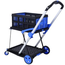 KA 2-Tier Collapsible Shopping Cart Blue
