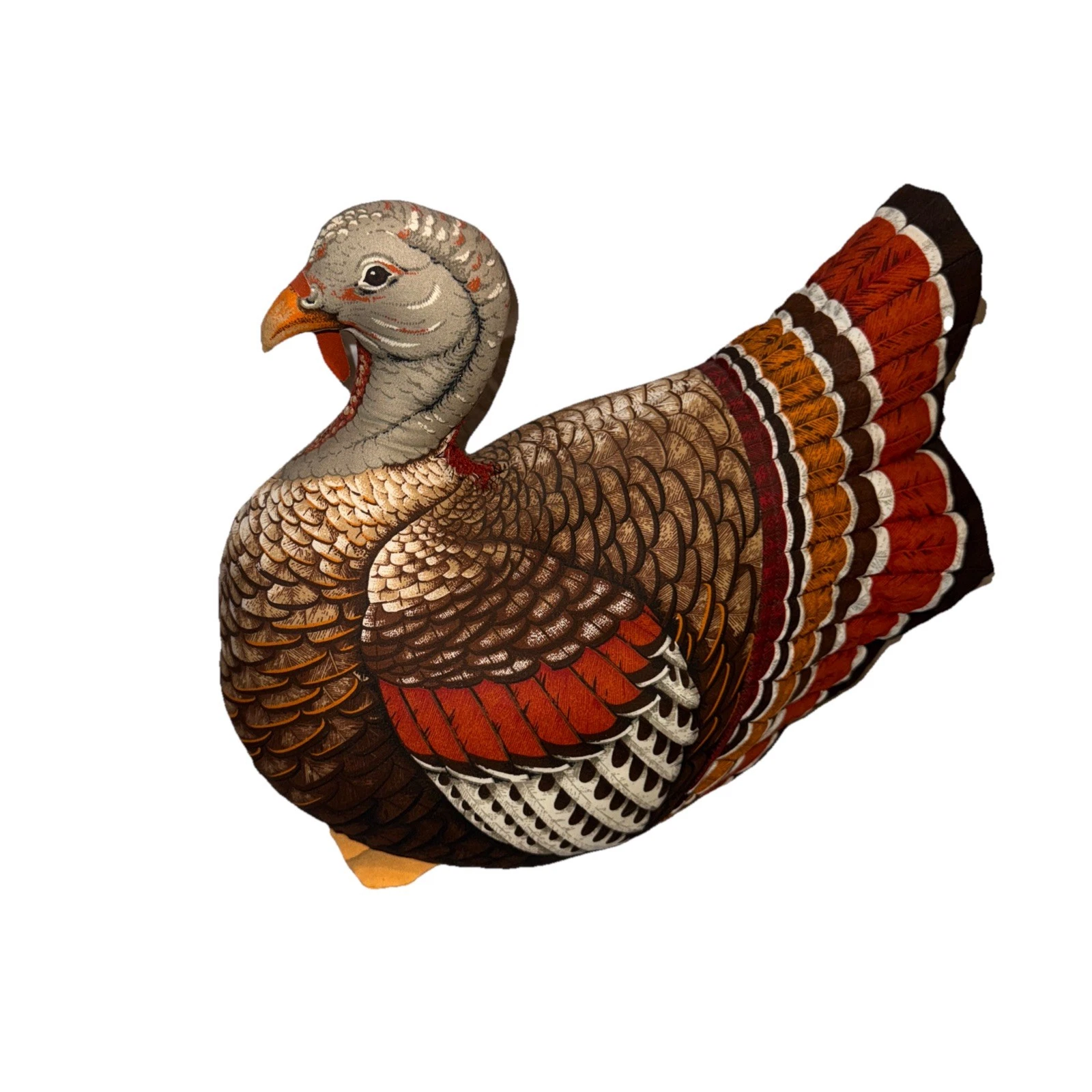 Vintage Large Hand Sewn Stuffed Thanksgiving Turkey Table Decoration Centerpiece