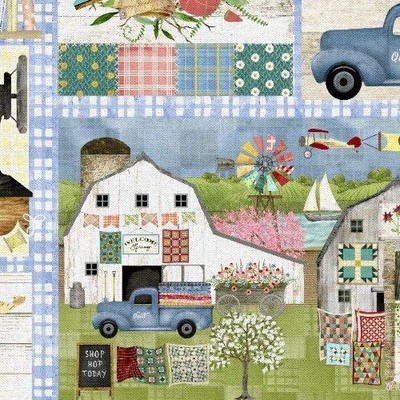 3 WISHES - Shop Hopping by Beth Albert - Shop Hopping Patch - Multi ,1/4 yard