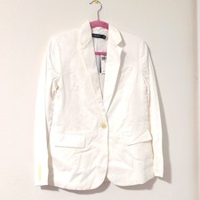 Lauren Ralph Lauren Women's White Linen-Blend Twill Blazer.