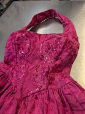 Vintage GUNNE SAX Prom Dress, Hot Pink, Sequins, Halter Style Sz 3/4
