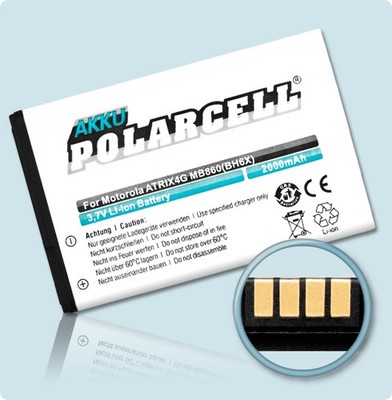 PolarCell Akku für Motorola Atrix 4G MB860 BH6X SNN5893A Batterie Accu Acku