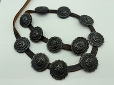 NATIVE AMERICAN NAVAJO STERLING SILVER VINTAGE CONCHO BELT 297GRMS LOVELY 